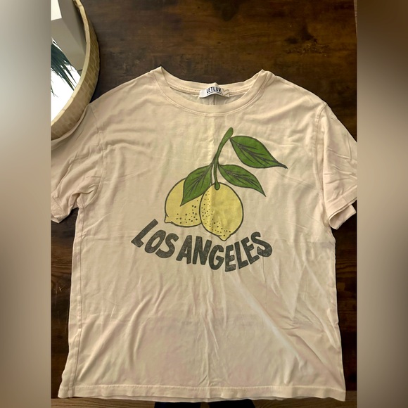 Letluv Anthropologie Cream Graphic Tee - Picture 1 of 3